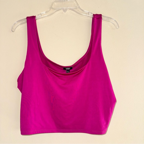 Express Hot Pink Fuchsia Body Contour Cropped Tank Top Size XL NWT! - Picture 1 of 5